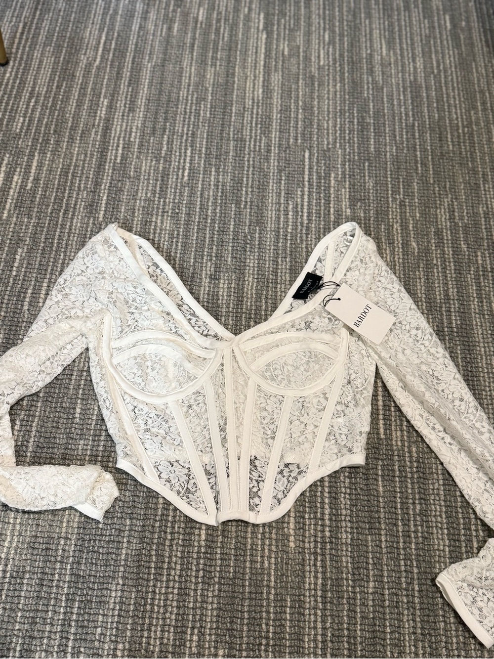 Bardot White Lace Bustier Top